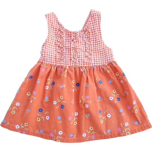 Vintage Small Steps Sundress Orange Floral Baby Girls 18 Months - Picture 1 of 3